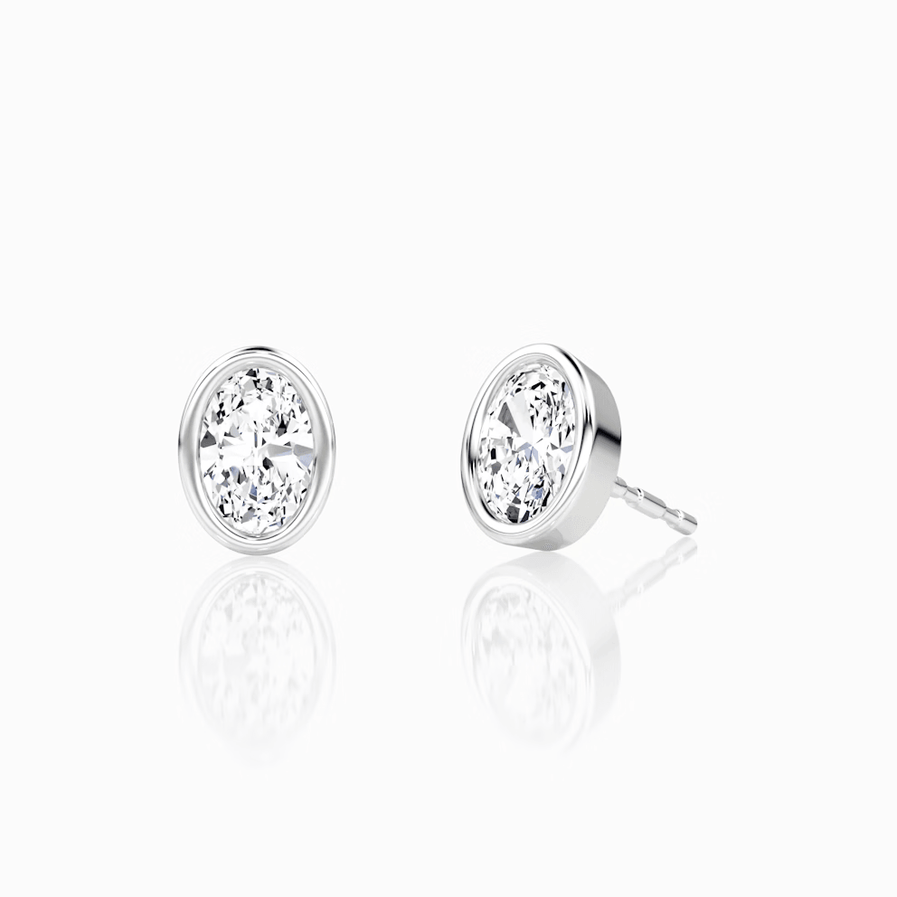 Oval Bezel Solitaire Stud - Intou