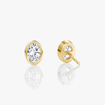 Oval Bezel Solitaire Stud - Intou