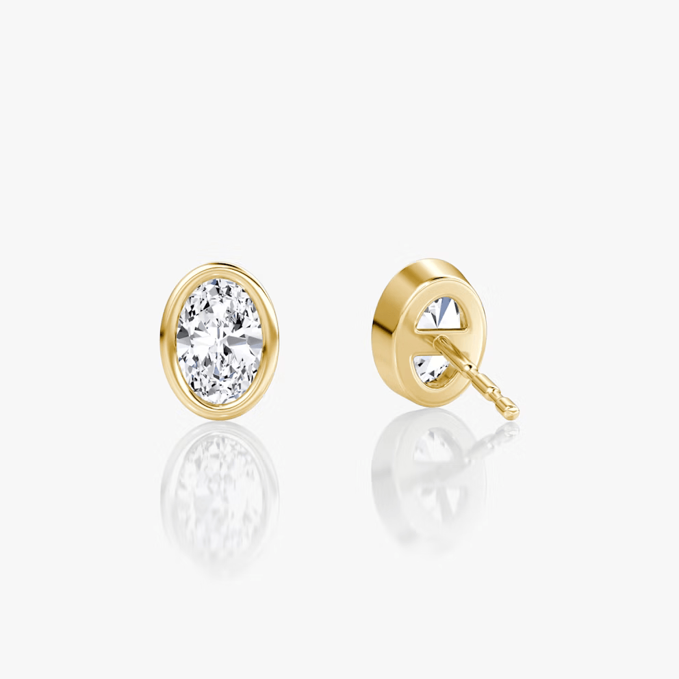 Oval Bezel Solitaire Stud - Intou