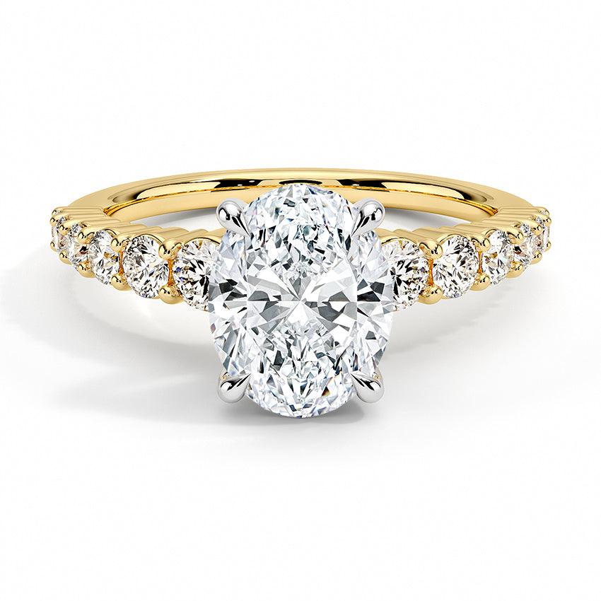 Oval Cut Graduated Diamond Engagement Ring - Intou