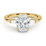 Oval Cut Tapered Baguette Three Stone Diamond Engagement Ring - Intou