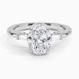 Oval Cut Tapered Baguette Three Stone Diamond Engagement Ring - Intou