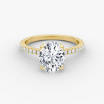 Oval Pave Solitaire Engagement Ring - Intou