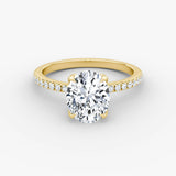 Oval Pave Solitaire Engagement Ring - Intou