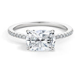 Pave East-West Cushion Cut Diamond Engagement Ring - Intou