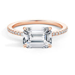 Pave East-West Cushion Cut Diamond Engagement Ring - Intou