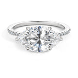 Pave East-West Marquise Cut Diamond Engagement Ring - Intou