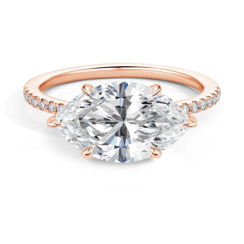 Pave East-West Marquise Cut Diamond Engagement Ring - Intou