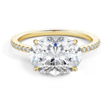 Pave East-West Oval Cut Diamond Engagement Ring - Intou