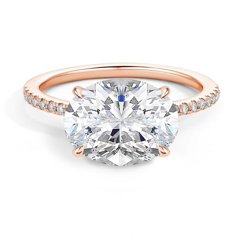 Pave East-West Oval Cut Diamond Engagement Ring - Intou