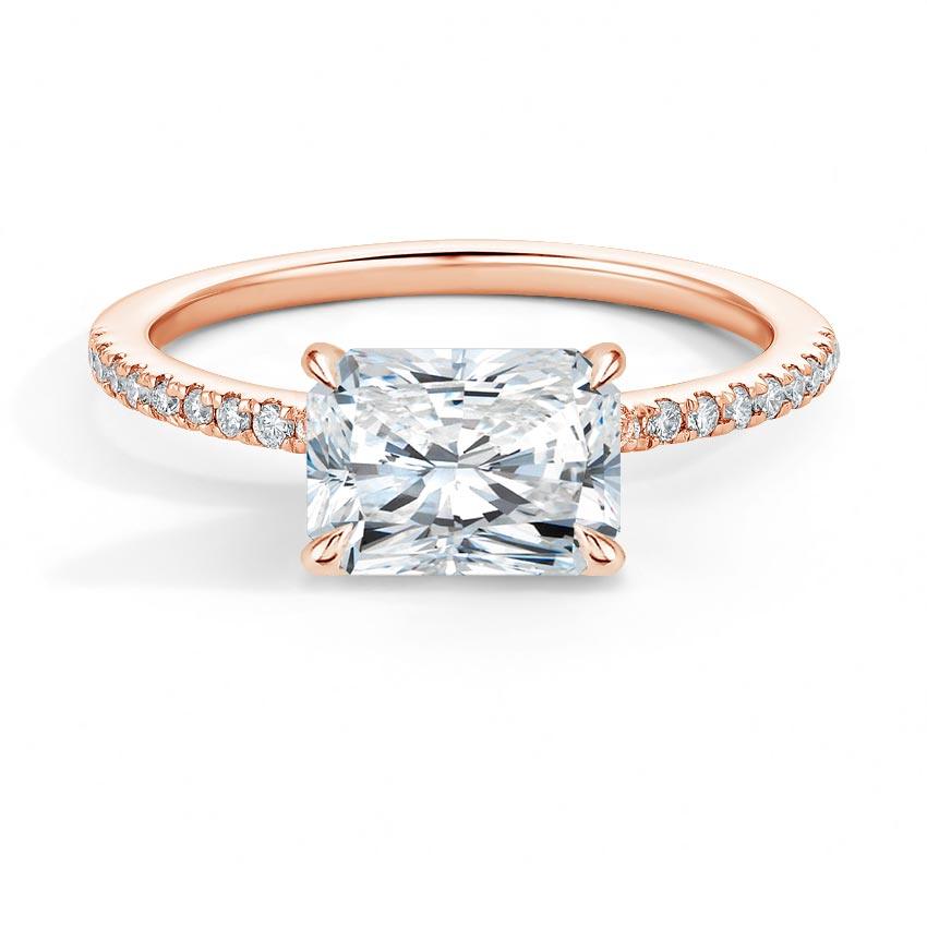 Pave East-West Radiant Cut Diamond Engagement Ring - Intou