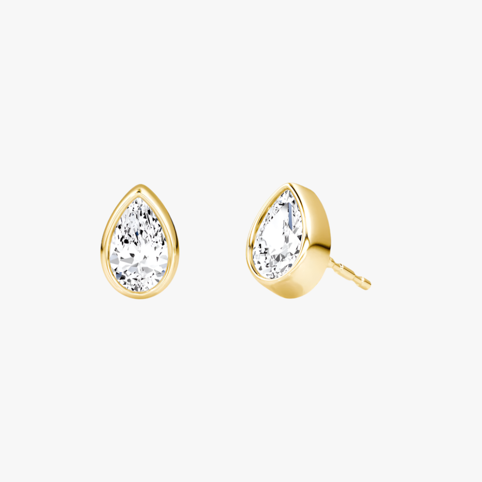 Pear Bezel Solitaire Stud - Intou