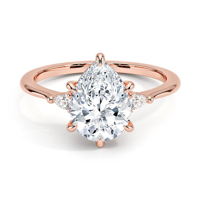 Pear Cut Aria Three Stone Diamond Engagement Ring - Intou