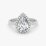 Pear Halo Pave Engagement Ring - Intou