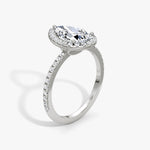 Pear Halo Pave Engagement Ring - Intou