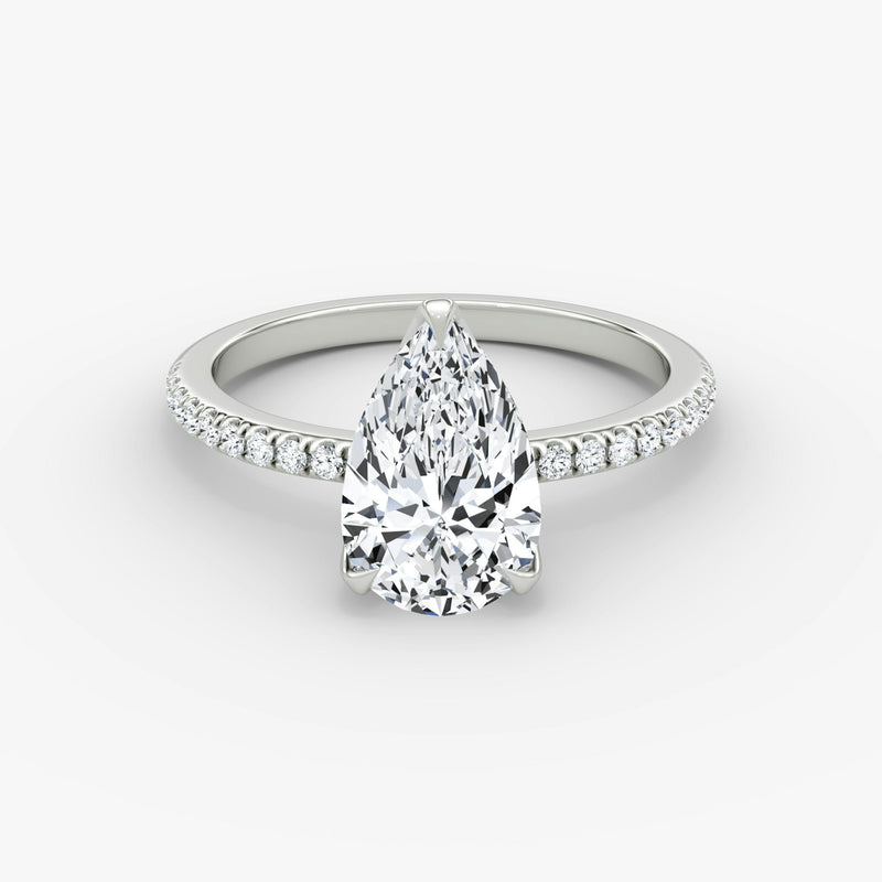 Pear Pave Solitaire Engagement Ring - Intou