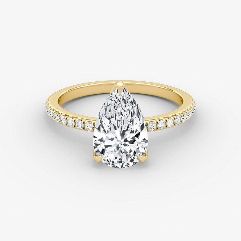 Pear Pave Solitaire Engagement Ring - Intou