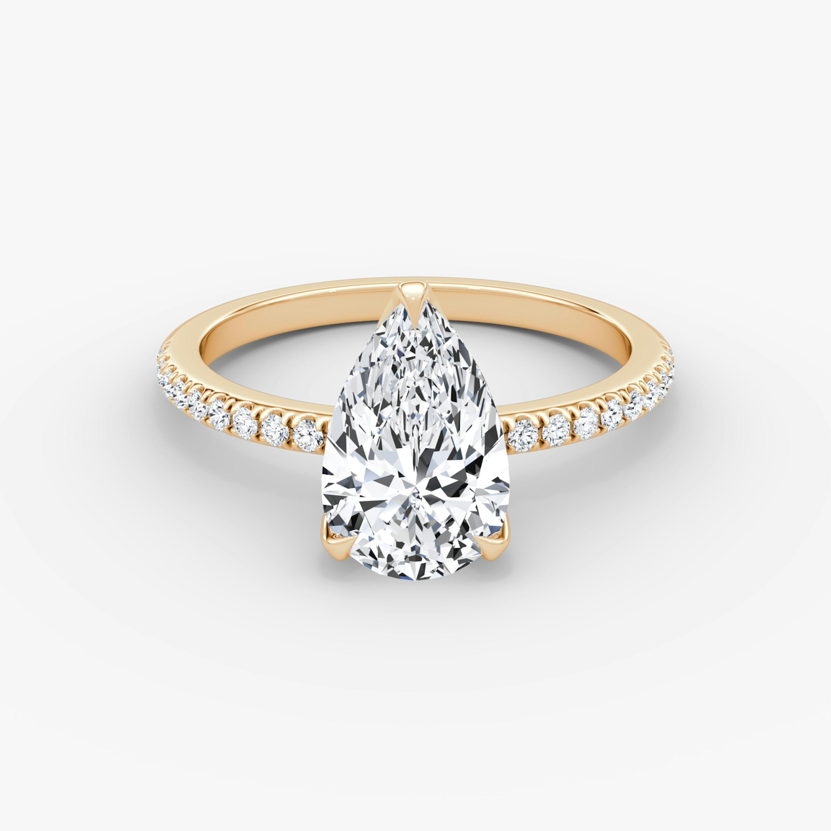 Pear Pave Solitaire Engagement Ring - Intou