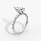 Pear Pave Solitaire Engagement Ring - Intou