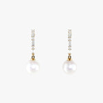 Pearl 18K Yellow Gold Pearl and Diamond Earrings - Intou