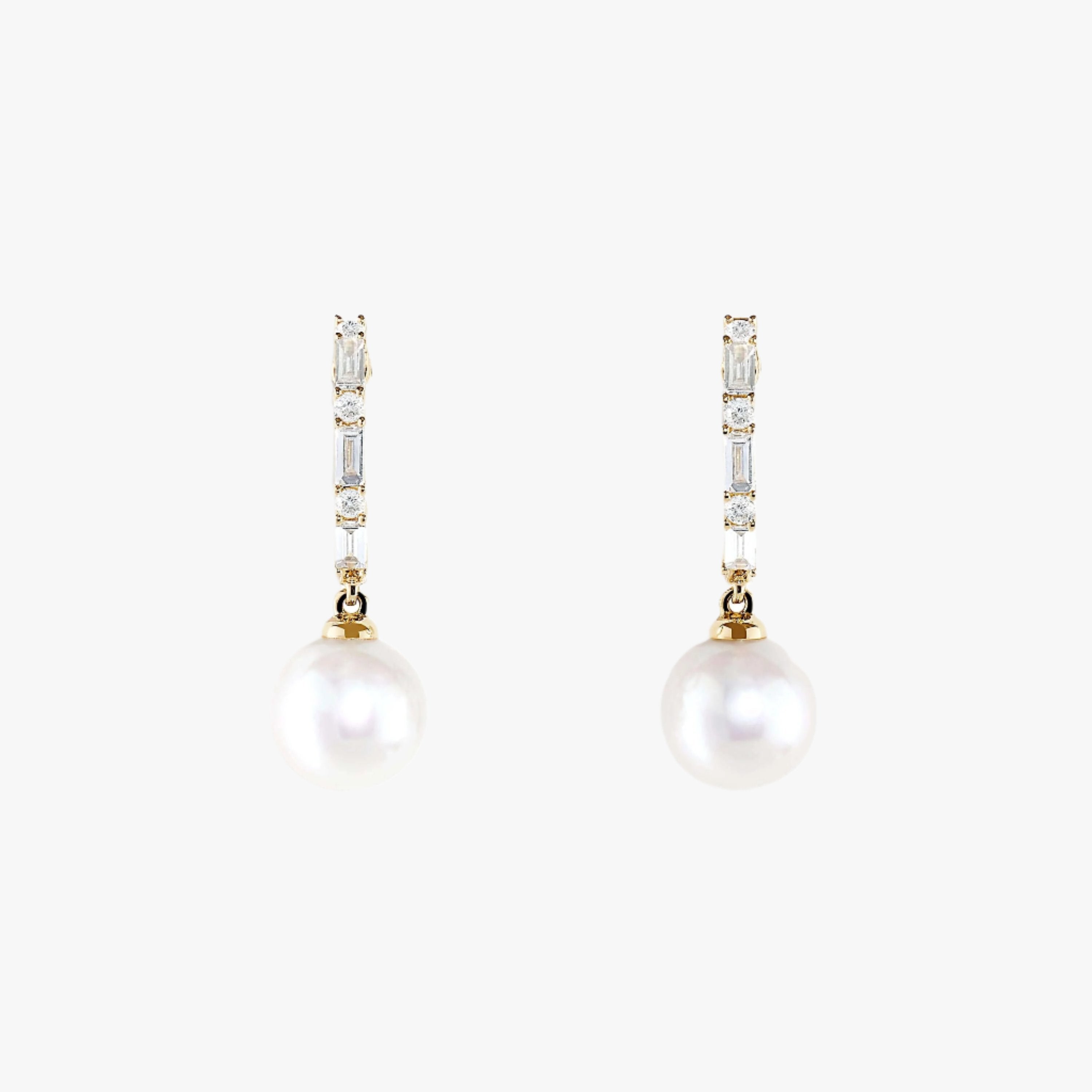 Pearl 18K Yellow Gold Pearl and Diamond Earrings - Intou