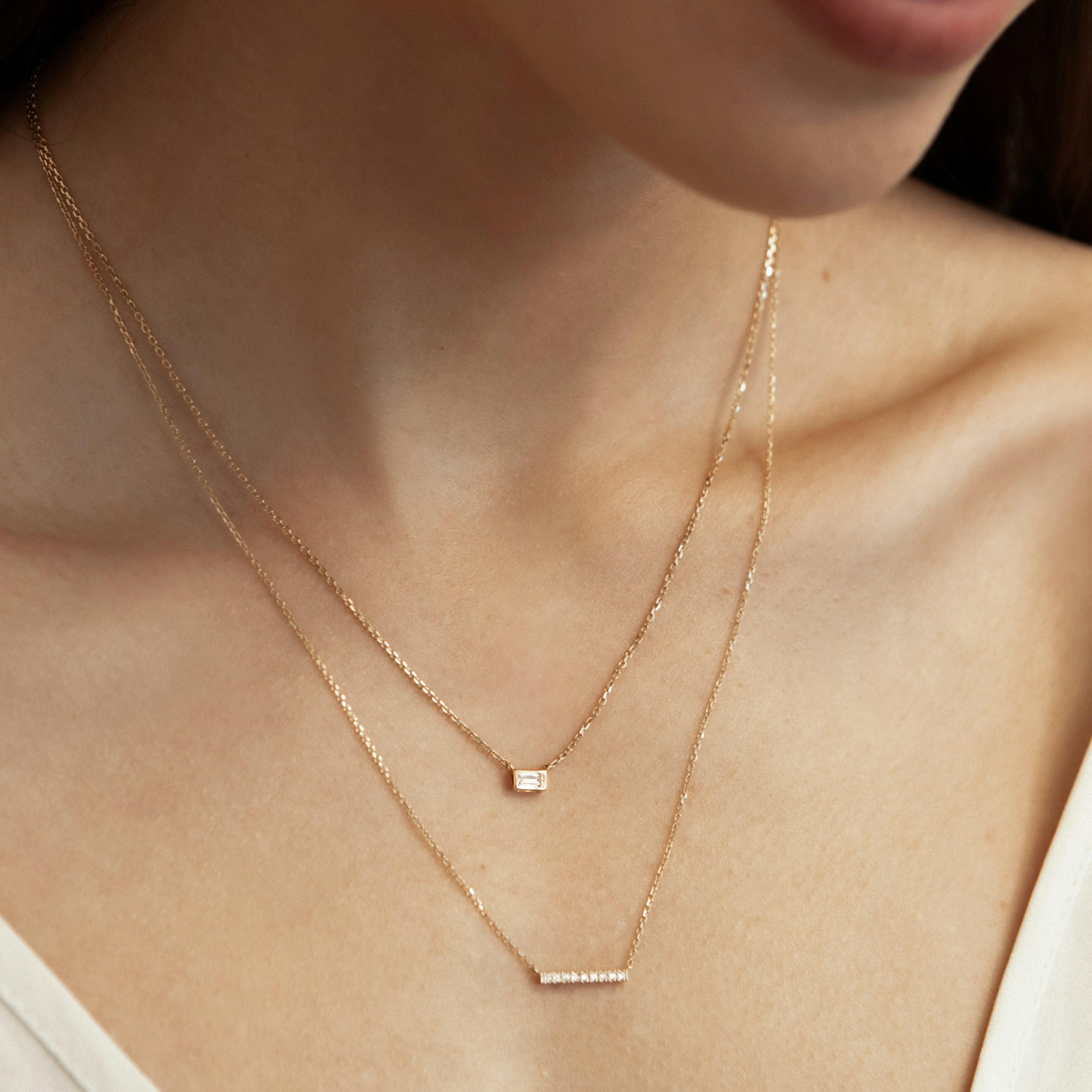 Petite Pavé Bar Necklace - Intou