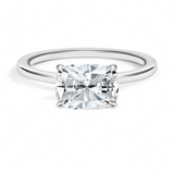 Plain East-West Cushion Cut Solitaire Engagement Ring - Intou