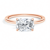 Plain East-West Cushion Cut Solitaire Engagement Ring - Intou