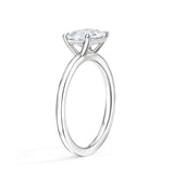 Plain East-West Emerald Cut Solitaire Engagement Ring - Intou