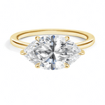 Plain East-West Marquise Cut Solitaire Engagement Ring - Intou