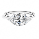 Plain East-West Marquise Cut Solitaire Engagement Ring - Intou