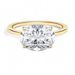 Plain East-West Oval Cut Solitaire Engagement Ring - Intou