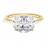 Plain East-West Oval Cut Solitaire Engagement Ring - Intou