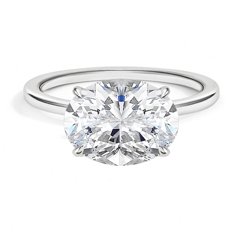 Plain East-West Oval Cut Solitaire Engagement Ring - Intou