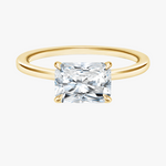 Plain East-West Radiant Cut Solitaire Engagement Ring - Intou