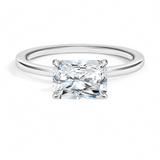 Plain East-West Radiant Cut Solitaire Engagement Ring - Intou