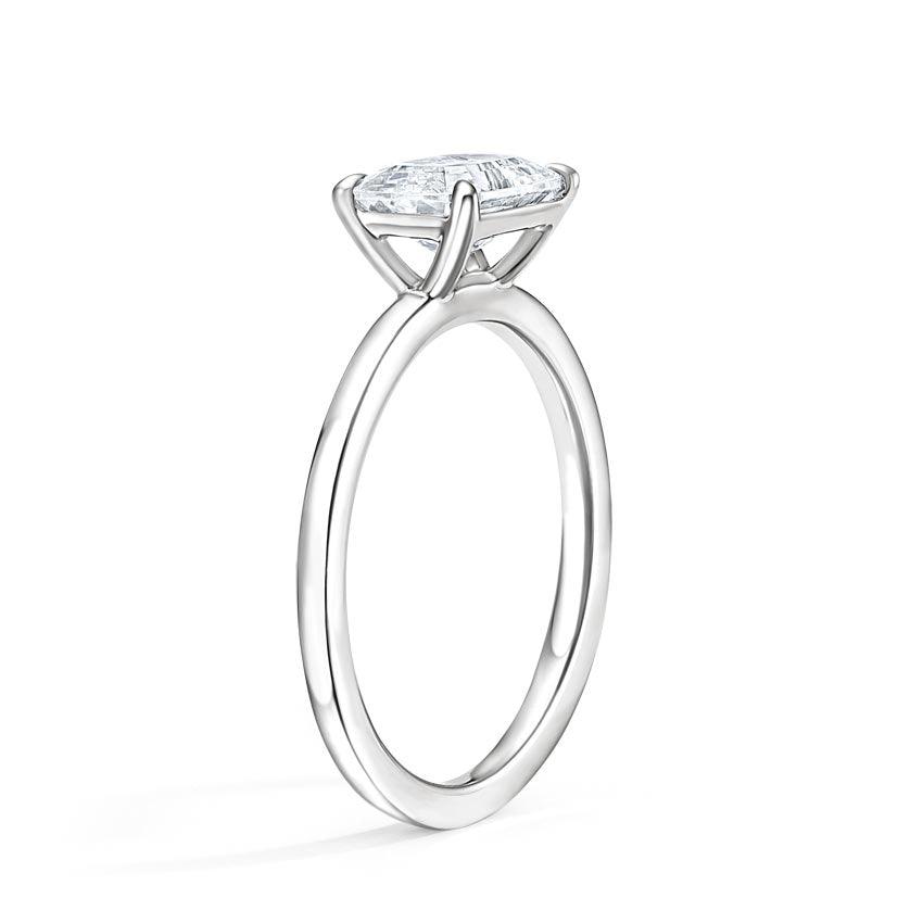 Plain East-West Radiant Cut Solitaire Engagement Ring - Intou