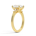 Princess Cut Tapered Baguette Three Stone Diamond Engagement Ring - Intou