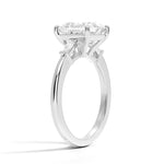 Princess Cut Tapered Baguette Three Stone Diamond Engagement Ring - Intou