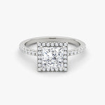 Princess Halo Pave Engagement Ring - Intou