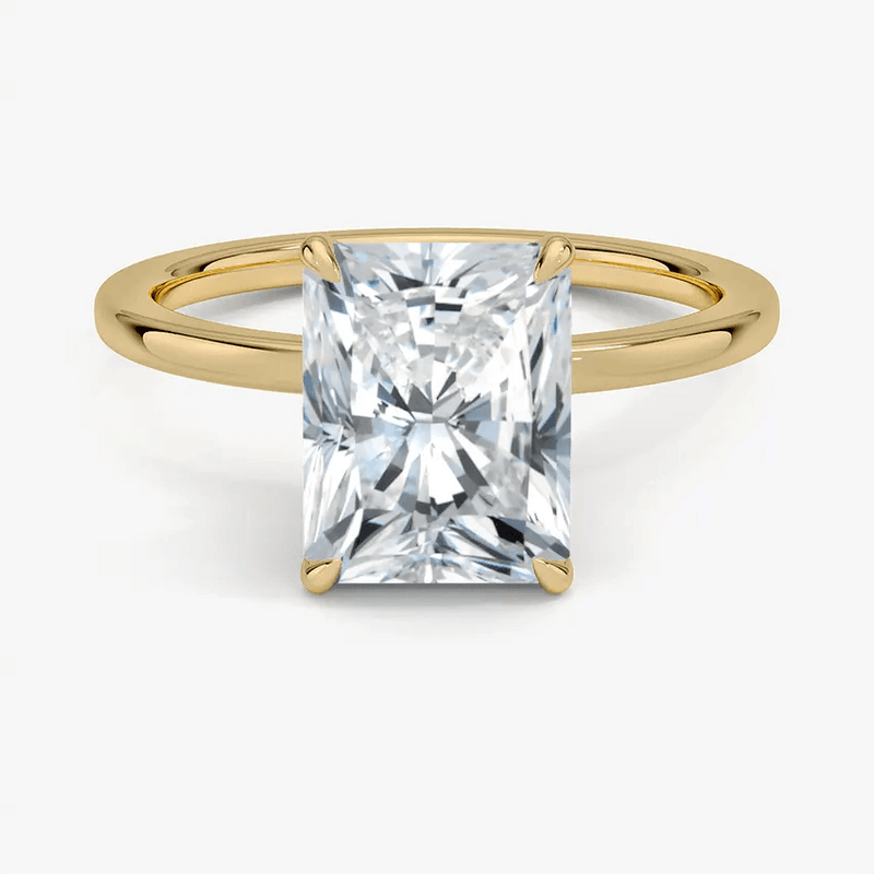 Radiant Cut Hidden Halo Diamond Engagement Ring - Intou