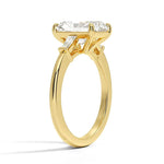 Radiant Cut Tapered Baguette Three Stone Diamond Engagement Ring - Intou