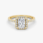 Radiant Halo Pave Engagement Ring - Intou