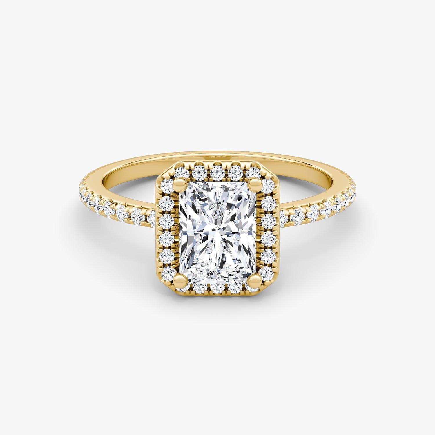 Radiant Halo Pave Engagement Ring - Intou