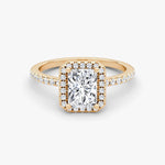 Radiant Halo Pave Engagement Ring - Intou