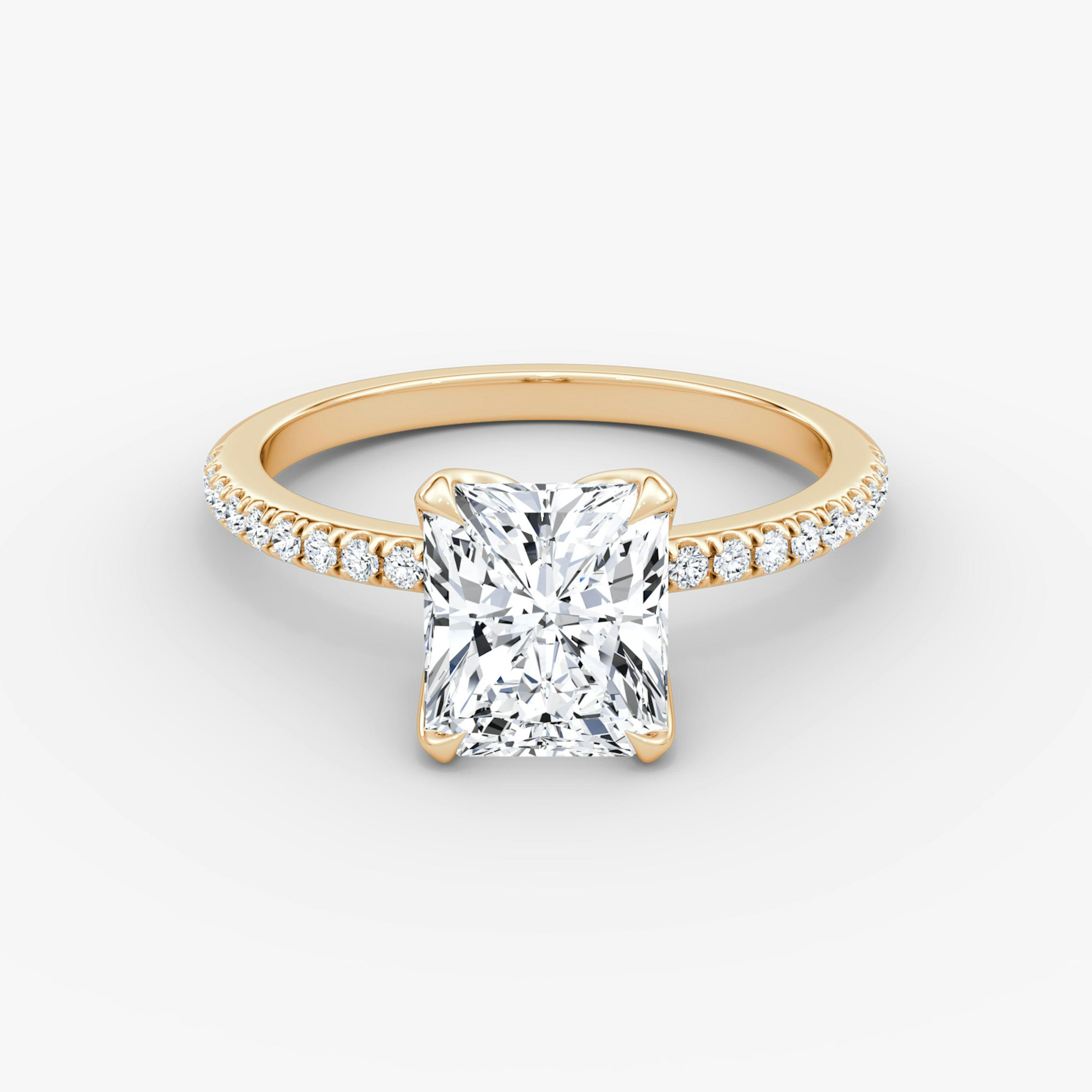 Radiant Pave Solitaire Engagement Ring - Intou