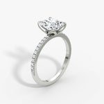 Radiant Pave Solitaire Engagement Ring - Intou