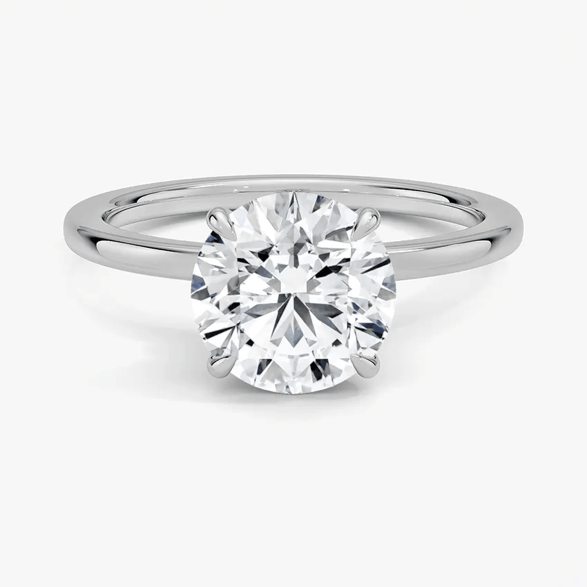 Round Cut Hidden Halo Diamond Engagement Ring - Intou