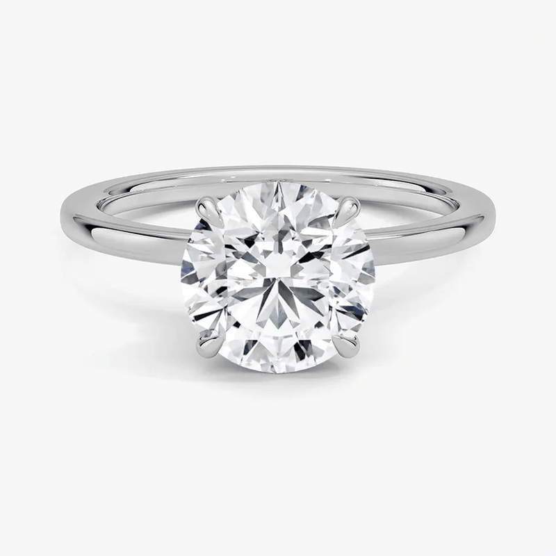 Round Cut Hidden Halo Diamond Engagement Ring - Intou