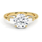 Round Cut Tapered Baguette Three Stone Diamond Engagement Ring - Intou